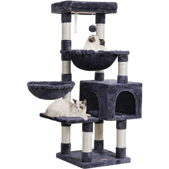 Cat Tree, Cat Tower, Multi-Level Cat Furniture Condo with 2 Cozy Basket Gray - Picture 1 of 7
